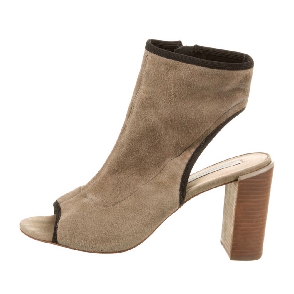 DVF Suede Peep-Toe Booties - Sz 10